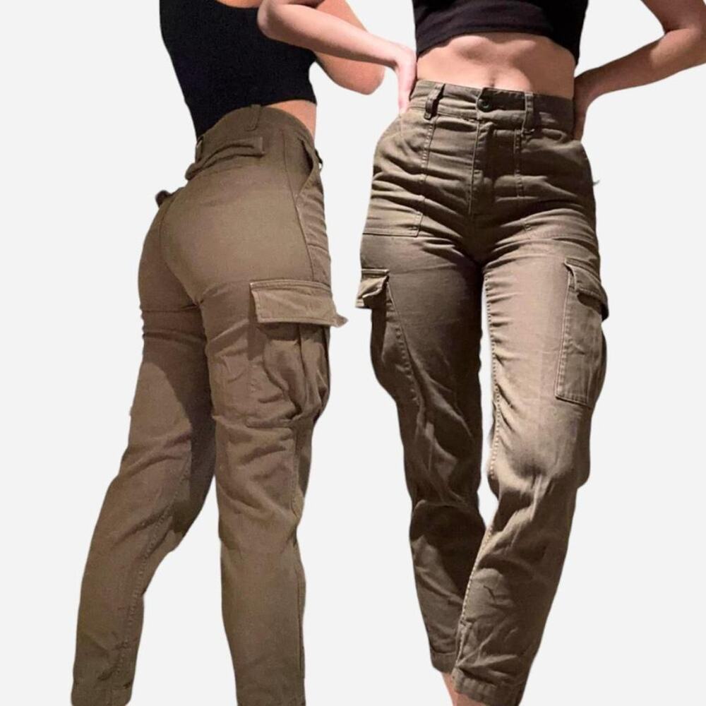 Aritzia olive green cargo pants ankle cropped high waisted